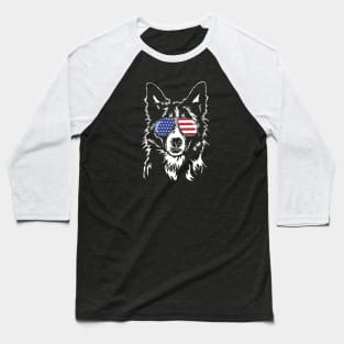 Proud Border Collie American Flag patriotic dog Baseball T-Shirt